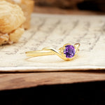 Minimalist Twisted Six-Prong Round-Cut Amethyst Engagement Ring - Additional view