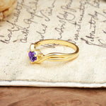 Minimalist Twisted Six-Prong Round-Cut Amethyst Engagement Ring - Additional view