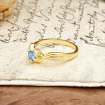 Minimalist Twisted Six-Prong Round-Cut Aquamarine Engagement Ring - Additional view
