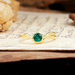Minimalist Twisted Six-Prong Round-Cut Emerald Engagement Ring - Additional view