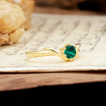 Minimalist Twisted Six-Prong Round-Cut Emerald Engagement Ring - Additional view