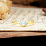 Minimalist Twisted Six-Prong Round-Cut Moonstone Engagement Ring - Additional view