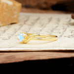 Minimalist Twisted Six-Prong Round-Cut Moonstone Engagement Ring - Additional view