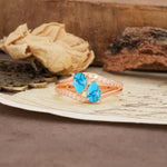 Luxurious 3-Prong Double Pear-Cut Turquoise Engagement Ring - Additional view