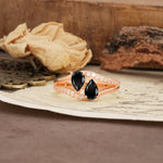 Luxurious 3-Prong Double Pear-Cut Black Onyx Engagement Ring - Additional view
