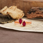 Luxurious 3-Prong Double Pear-Cut Ruby Engagement Ring - Additional view
