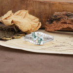 Luxurious 3-Prong Double Pear-Cut Moss Agate Engagement Ring - Additional view