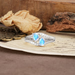 Luxurious 3-Prong Double Pear-Cut Moonstone Engagement Ring - Additional view