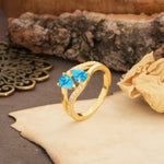 Luxurious 3-Prong Double Pear-Cut Turquoise Engagement Ring - Additional view