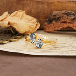 Luxurious 3-Prong Double Pear-Cut Black Rutilated Quartz Engagement Ring - Additional view