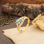 Luxurious 3-Prong Double Pear-Cut Moss Agate Engagement Ring - Additional view