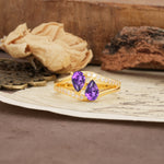 Luxurious 3-Prong Double Pear-Cut Amethyst Engagement Ring - Additional view