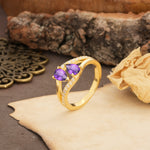Luxurious 3-Prong Double Pear-Cut Amethyst Engagement Ring - Additional view