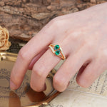 Luxurious 3-Prong Double Pear-Cut Emerald Engagement Ring - Additional view