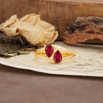 Luxurious 3-Prong Double Pear-Cut Ruby Engagement Ring - Additional view