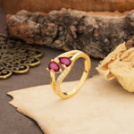 Luxurious 3-Prong Double Pear-Cut Ruby Engagement Ring - Additional view