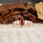 Luxurious Vintage-Style Pavé 2-Prong Marquise-Cut Garnet Engagement Ring - Additional view