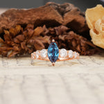 Luxurious Vintage-Style Pavé 2-Prong Marquise-Cut Alexandrite Engagement Ring - Additional view