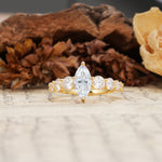 Luxurious Vintage-Style Pavé 2-Prong Marquise-Cut Moissanite Engagement Ring - Additional view