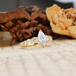 Luxurious Vintage-Style Pavé 2-Prong Marquise-Cut Moissanite Engagement Ring - Additional view