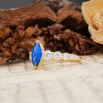 Luxurious Vintage-Style Pavé 2-Prong Marquise-Cut Sapphire Engagement Ring - Additional view
