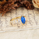 Luxurious Vintage-Style Pavé 2-Prong Marquise-Cut Sapphire Engagement Ring - Additional view