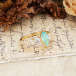 Luxurious Vintage-Style Pavé 2-Prong Marquise-Cut Fire Opal Engagement Ring - Additional view