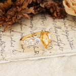 Luxurious Vintage-Style Pavé 2-Prong Marquise-Cut Citrine Engagement Ring - Additional view