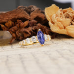 Luxurious Vintage-Style Pavé 2-Prong Marquise-Cut Tanzanite Engagement Ring - Additional view