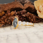 Luxurious Vintage-Style Pavé 2-Prong Marquise-Cut Black Rutilated Quartz Engagement Ring - Additional view