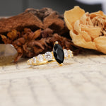Luxurious Vintage-Style Pavé 2-Prong Marquise-Cut Black Onyx Engagement Ring - Additional view