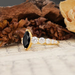 Luxurious Vintage-Style Pavé 2-Prong Marquise-Cut Black Onyx Engagement Ring - Additional view