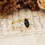 Luxurious Vintage-Style Pavé 2-Prong Marquise-Cut Black Onyx Engagement Ring - Additional view