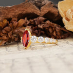 Luxurious Vintage-Style Pavé 2-Prong Marquise-Cut Garnet Engagement Ring - Additional view