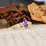 Luxurious Vintage-Style Pavé 2-Prong Marquise-Cut Amethyst Engagement Ring - Additional view