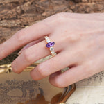 Luxurious Vintage-Style Pavé 2-Prong Marquise-Cut Amethyst Engagement Ring - Additional view