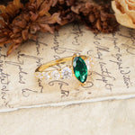 Luxurious Vintage-Style Pavé 2-Prong Marquise-Cut Emerald Engagement Ring - Additional view