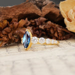 Luxurious Vintage-Style Pavé 2-Prong Marquise-Cut Alexandrite Engagement Ring - Additional view