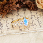 Luxurious Vintage-Style Pavé 2-Prong Marquise-Cut Moonstone Engagement Ring - Additional view