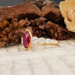 Luxurious Vintage-Style Pavé 2-Prong Marquise-Cut Ruby Engagement Ring - Additional view