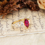 Luxurious Vintage-Style Pavé 2-Prong Marquise-Cut Ruby Engagement Ring - Additional view