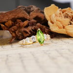 Luxurious Vintage-Style Pavé 2-Prong Marquise-Cut Peridot Engagement Ring - Additional view
