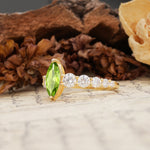 Luxurious Vintage-Style Pavé 2-Prong Marquise-Cut Peridot Engagement Ring - Additional view