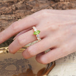 Luxurious Vintage-Style Pavé 2-Prong Marquise-Cut Peridot Engagement Ring - Additional view