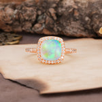 Unique And Luxurious 4-Prong Princess Cut Fire Opal Engagement Ring - Additional view