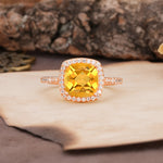Unique And Luxurious 4-Prong Princess Cut Citrine Engagement Ring - Additional view