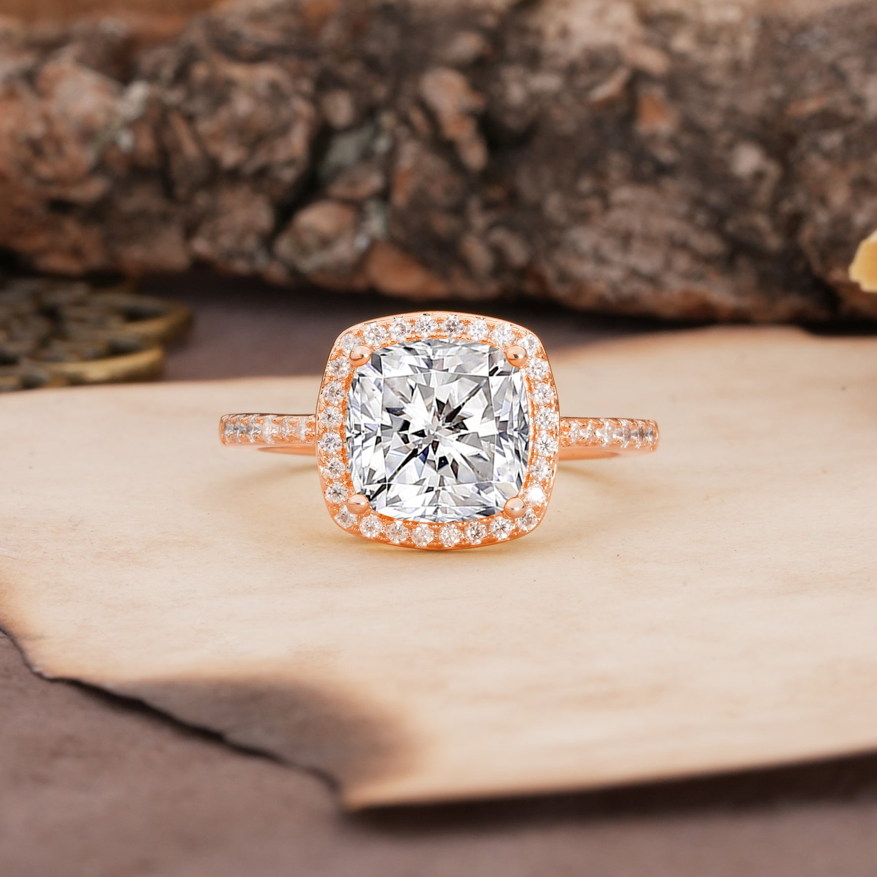 Unique And Luxurious 4-Prong Princess Cut Lab Diamond Engagement Ring - Additional view
