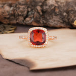 Unique And Luxurious 4-Prong Princess Cut Garnet Engagement Ring - Additional view