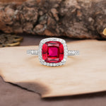Unique And Luxurious 4-Prong Princess Cut Ruby Engagement Ring - Additional view