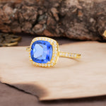 Unique And Luxurious 4-Prong Princess Cut Sapphire Engagement Ring - Additional view